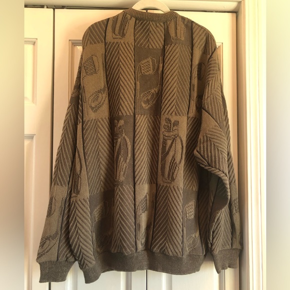 Cypress Links textured golf sweater, dark khaki, XL - Picture 2 of 10